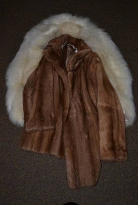 Lot 189 - A light mink fur coat and a white fox fur stole (2)