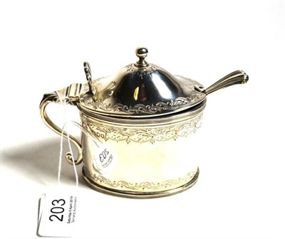 Lot 203 - A Victorian silver oval mustard with hinged cover and a spoon