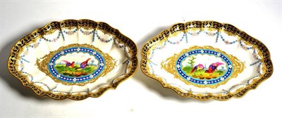 Lot 205 - A pair of Victorian Worcester porcelain oval dishes, dated code for 1878, in the manner of...