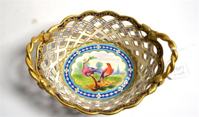 Lot 207 - A Victorian Worcester porcelain basket, dated code for 1878, in the manner of James Giles, hand...