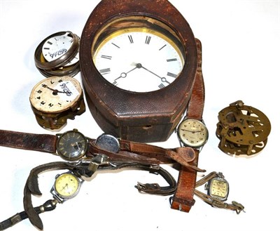 Lot 222 - A Brevette clock movement with a collection of 20th century watches and watch parts (qty)