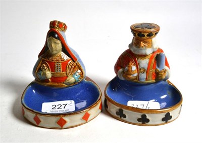 Lot 227 - A pair of Doulton Lambeth bibelots, queen of diamonds and king of clubs, originally a set of...