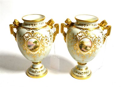 Lot 234 - A pair of Coalport vases painted with vignettes and signed A. Brazier