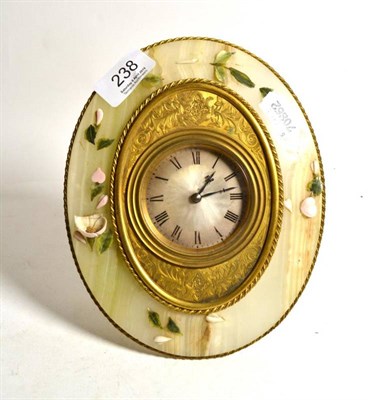 Lot 238 - A gilt brass and onyx strut timepiece, retailed by Harry Grant, 29 Torwood St, Torquay, circa 1870