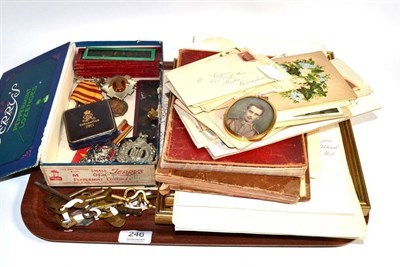 Lot 246 - Assorted militaria and other collectables and ephemera, to include a printed portrait miniature...