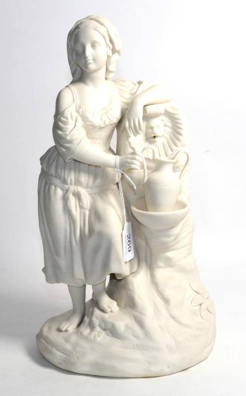 Lot 269 - A Victorian Parian ware figure of Rebecca at the Well, unmarked, 37cm high