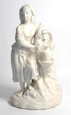 Lot 269 - A Victorian Parian ware figure of Rebecca at the Well, unmarked, 37cm high