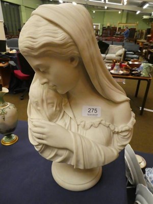 Lot 275 - A 19th century Copeland Parian ware bust of a young mother and child, after R Monti, 1871, for...