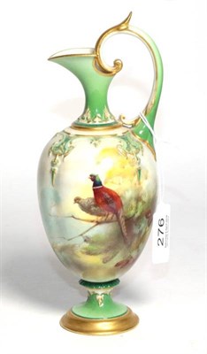 Lot 276 - An early 20th century Royal Worcester Hadley ware ewer, hand painted by William E Jarman, scene...