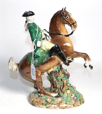 Lot 277 - A Meissen figure of a soldier on horseback, 19th century, after original by Kaendler,...