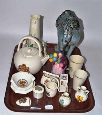 Lot 328 - A group of W H Goss wares including Queen Charlotte's kettle; sedan chair and others; a Belleek...