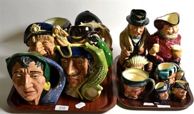 Lot 332 - A group of miscellaneous items including Royal Doulton character jugs; a Harrods canteen of...