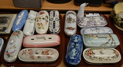 Lot 339 - Assorted Victorian and later toothbrush boxes and covers, with transfer printed designs and...