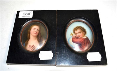 Lot 364 - Two late 19th century portrait miniatures on porcelain