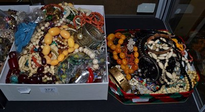 Lot 372 - Two boxes of assorted costume jewellery