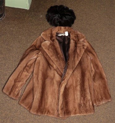 Lot 408 - Mink jacket (Marcus Furriers) and a dark mink sectional hat (2)