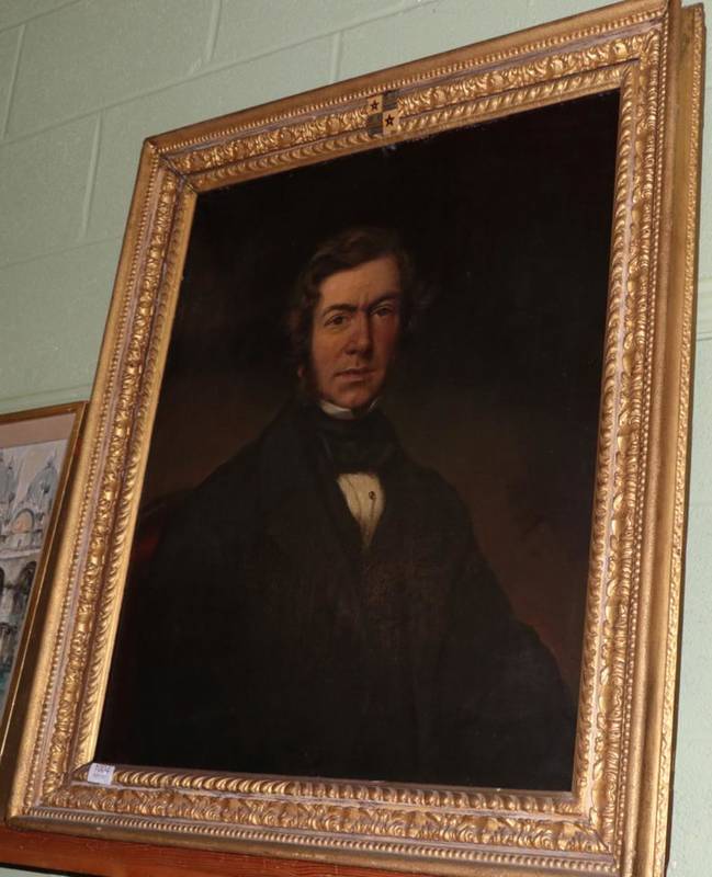 Lot 1004 - Scottish School (19th century) Portrait of a gentleman, oil on canvas, gilt and gesso frame bearing