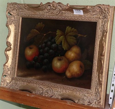 Lot 1006 - E Steele, Still life of apples, pears and grapes, oil on canvas
