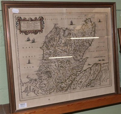 Lot 1011 - Extima Scotia, framed map, hand coloured