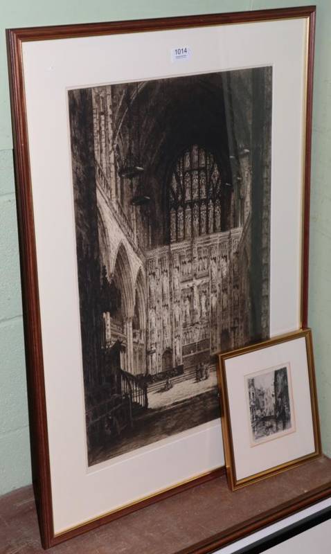 Lot 1014 - Winchester Cathedral, lithograph and another print (2)
