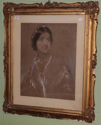 Lot 1021 - John Hayter, portrait of Margory Ellice, pastel, signed, dated 1854 and inscribed ''London''