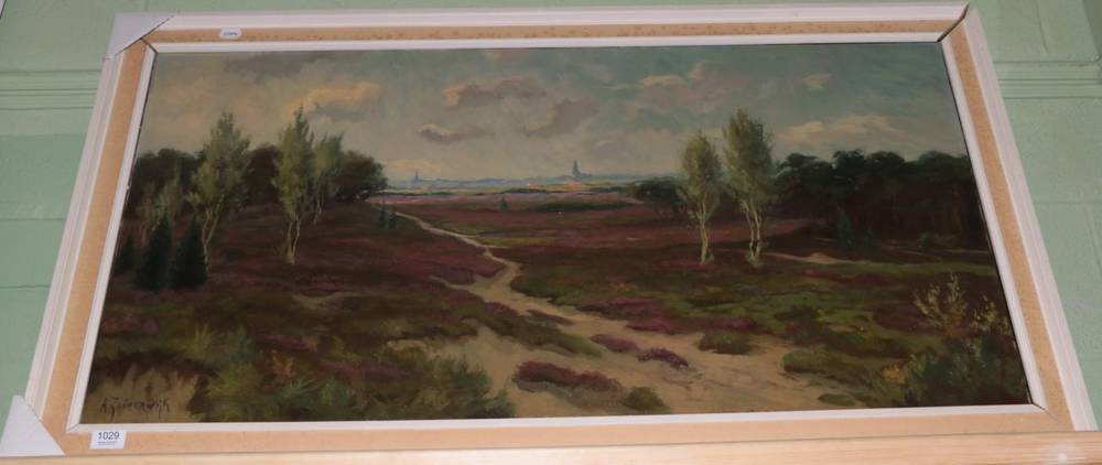 Lot 1029 - Arie Zuiderwijk (1895-1969) Extensive landscape, signed, oil on canvas