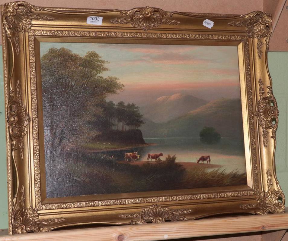 Lot 1033 - A Williams (19th century) Highland view with cattle, signed, oil on canvas, 38cm by 53cm