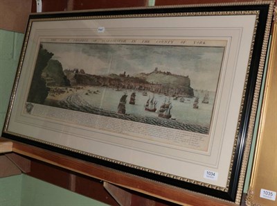 Lot 1034 - After Samuel & Nathaniel Buck (18th century) ''South Prospect of Scarborough..'' 1745, handcoloured