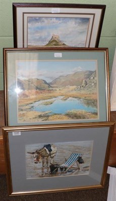 Lot 1040 - Maurice Lockwood (20th century) Tarn on Loughrigg Fell, signed, pastel; G D Hemi?, view of...