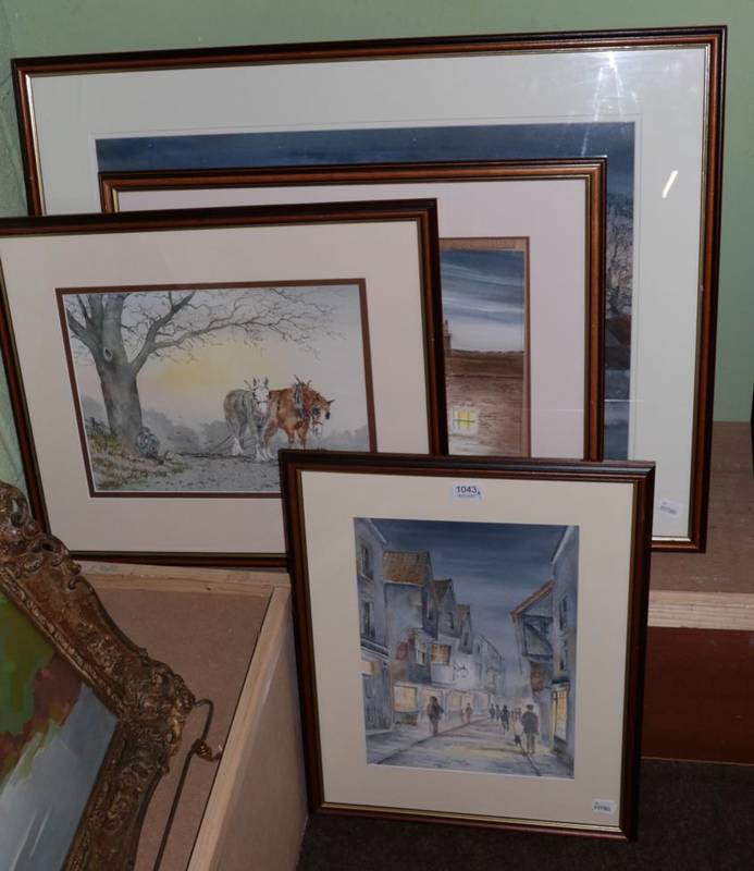 Lot 1043 - G.E Cooper (20th century), A set of nine signed and dated watercolours of various country scenes