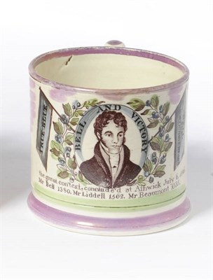 Lot 141 - A Creamware Commemorative Mug, circa 1826, printed and painted with a bust portrait inscribed...