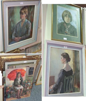 Lot 1056 - Angela Stones (1914-1995) A collection of portrait studies of women, oil on board/canvas (11)