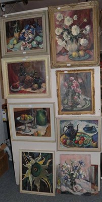 Lot 1063 - Angela Stones (1914-1995) A collection of still life studies, oils, some framed (11)