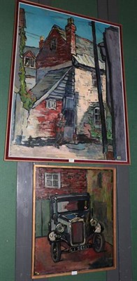 Lot 1065 - Christopher Assheton-Stones (1947-1999) 'Mate's Car' and 'Condemned House', signed, oils on...