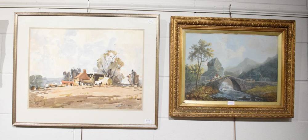 Lot 1074 - Edward Wesson (1910-1983) Rural landscape, signed, watercolour, framed and glazed; together...