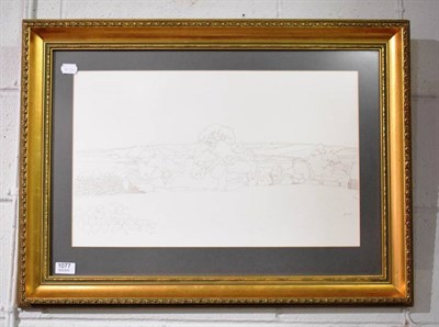 Lot 1077 - MacKenzie Thorpe, ''Garden at Hill House Farm Hudswell'', ink drawing signed M dated '89
