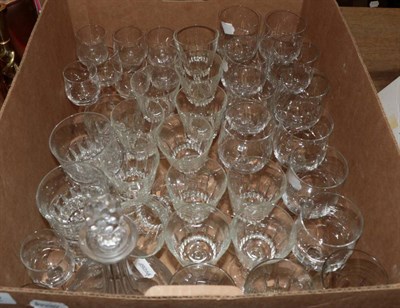 Lot 1103 - A collection of 20th century table glasswares: eleven stemmed wine glasses; nine stemmed port...