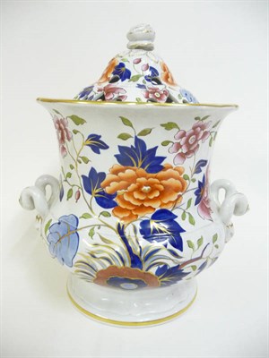 Lot 154 - A Staffordshire Ironstone Baluster Pot Pourri Vase, Pierced Cover and Inner Cover, circa 1810, with