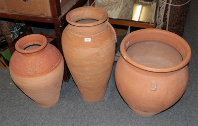 Lot 1183 - Three large terracotta pots