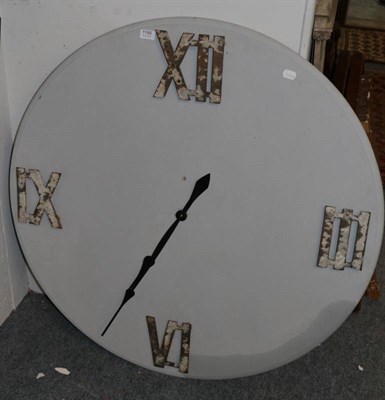 Lot 1195 - A large grey painted homemade wall clock