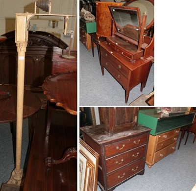 Lot 1201 - Three height chest of drawers; glazed table top display case; Victorian pine three height chest...