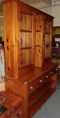 Lot 1205 - Modern glazed pine farmhouse kitchen dresser