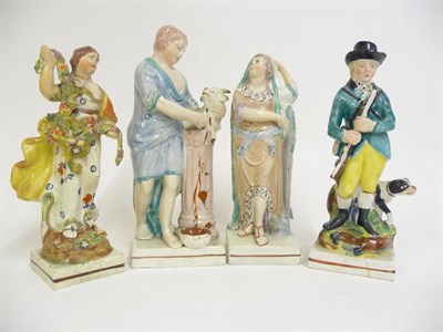 Lot 157 - A Staffordshire Pearlware Figure of Hope, circa 1810, the standing classical maiden with an...
