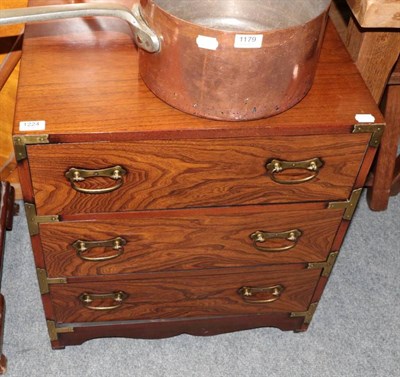 Lot 1224 - A 20th century three drawer brass bound chest