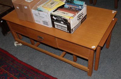 Lot 1226 - A Stag renaissance oak coffee table, modern, of rectangular form, with two small nesting tables...