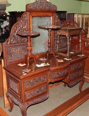 Lot 1288 - A Chinese hardwood bow fronted dressing table (20th century)