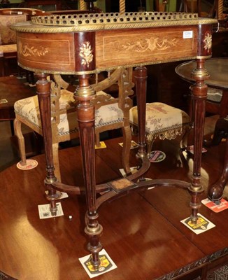 Lot 1314 - A 19th century French Kingwood and inlaid jardiniere table, with gilt mounts, raised on four fluted