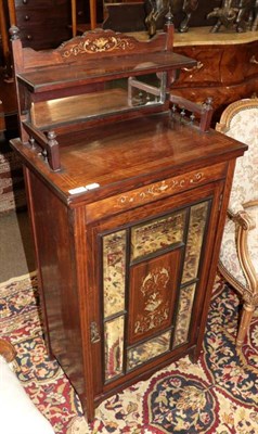 Lot 1316 - A late Victorian rosewood and marquetry inlaid music cabinet with superstructure back