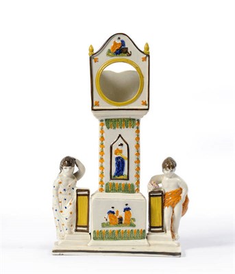 Lot 170 - A Dixon Austin & Co Pratt Type Pottery Watch Stand, circa 1820, as a longcase clock moulded...