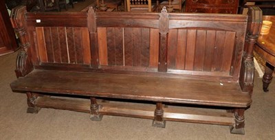 Lot 1352 - A Victorian pitch pine church pew, 197cm wide